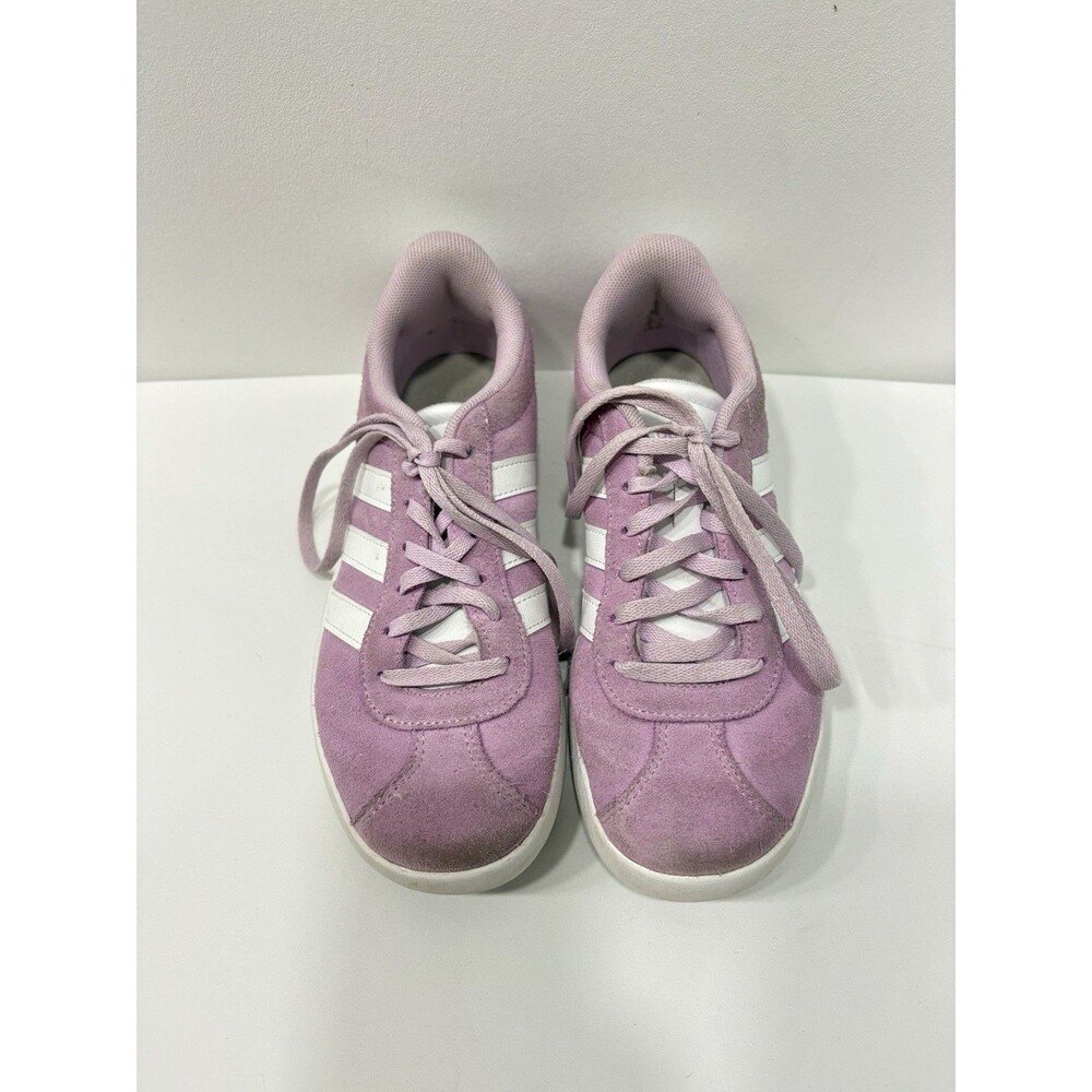Adidas VL Court 3.0 Womens Size 3 Pink Suede White Stripes Low Top Sneakers